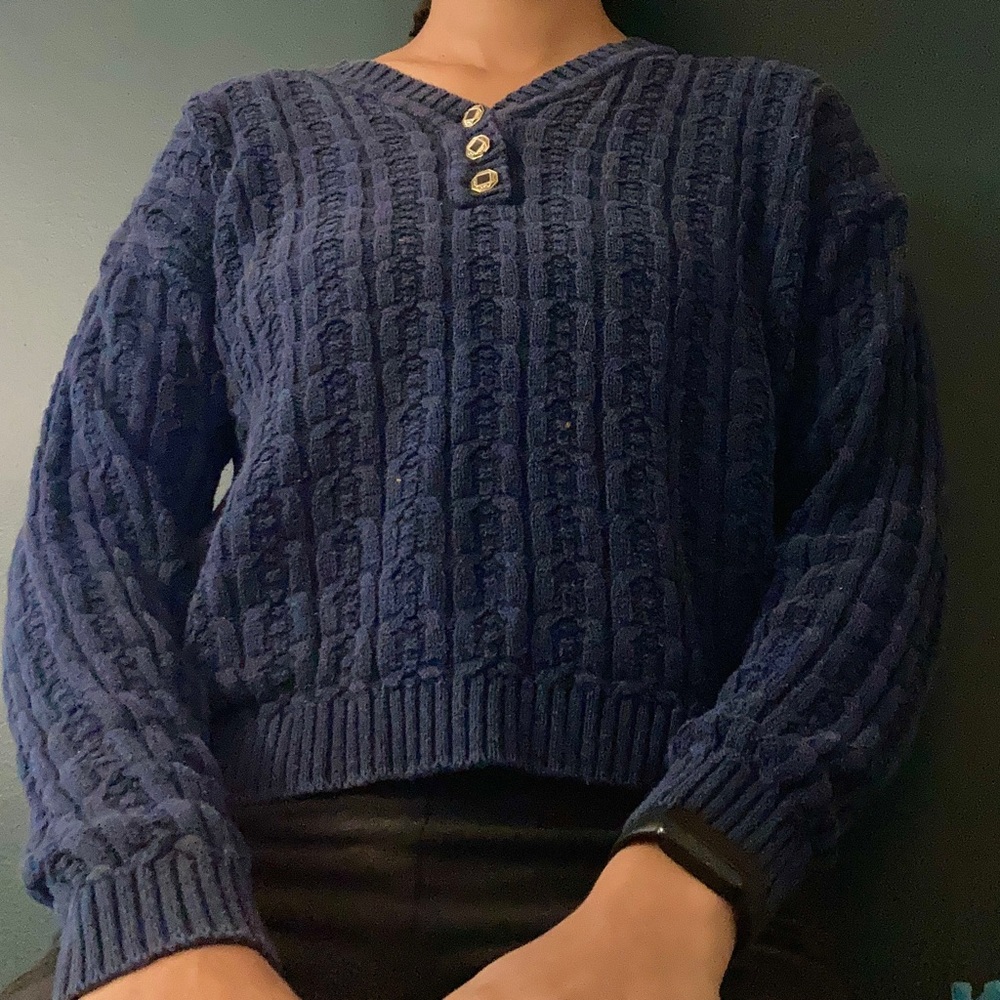 Vintage Navy Blue Sweater with buttons